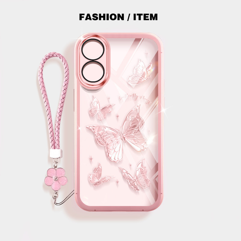 Ybd INSสไตล์เคสโทรศัพท์สําหรับOPPO A3X A79 A59 A18 A38 A58 A17 A17K A78 A98 F23 A1 Pro Reno 8T A60 4G 5G Nicheผีเสื้อปลอกเลนส์ป้องกัน
