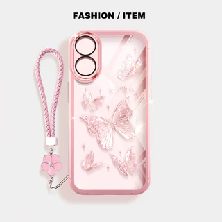 Ybd INSสไตล์เคสโทรศัพท์สําหรับOPPO A3X A79 A59 A18 A38 A58 A17 A17K A78 A98 F23 A1 Pro Reno 8T A60 4G 5G Nicheผีเสื้อปลอกเลนส์ป้องกัน