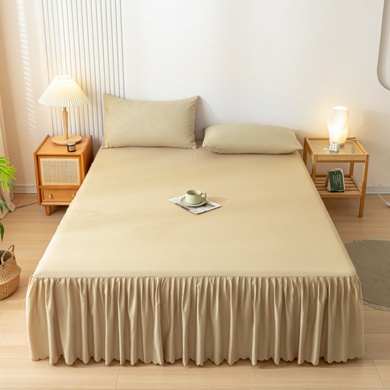 ผ้าปูที่นอนและปลอกหมอนสีทึบ ตกแต่งกระโปรงจับจีบ มี 12 สีให้เลือก เป็นมิตรกับผิวแห้ง ผ้าปูเตียง 3 ฟุต 3.5 ฟุต 5 ฟุต 6 ฟุต 6.5 ฟุต ผ้าปูนอน bedsheets