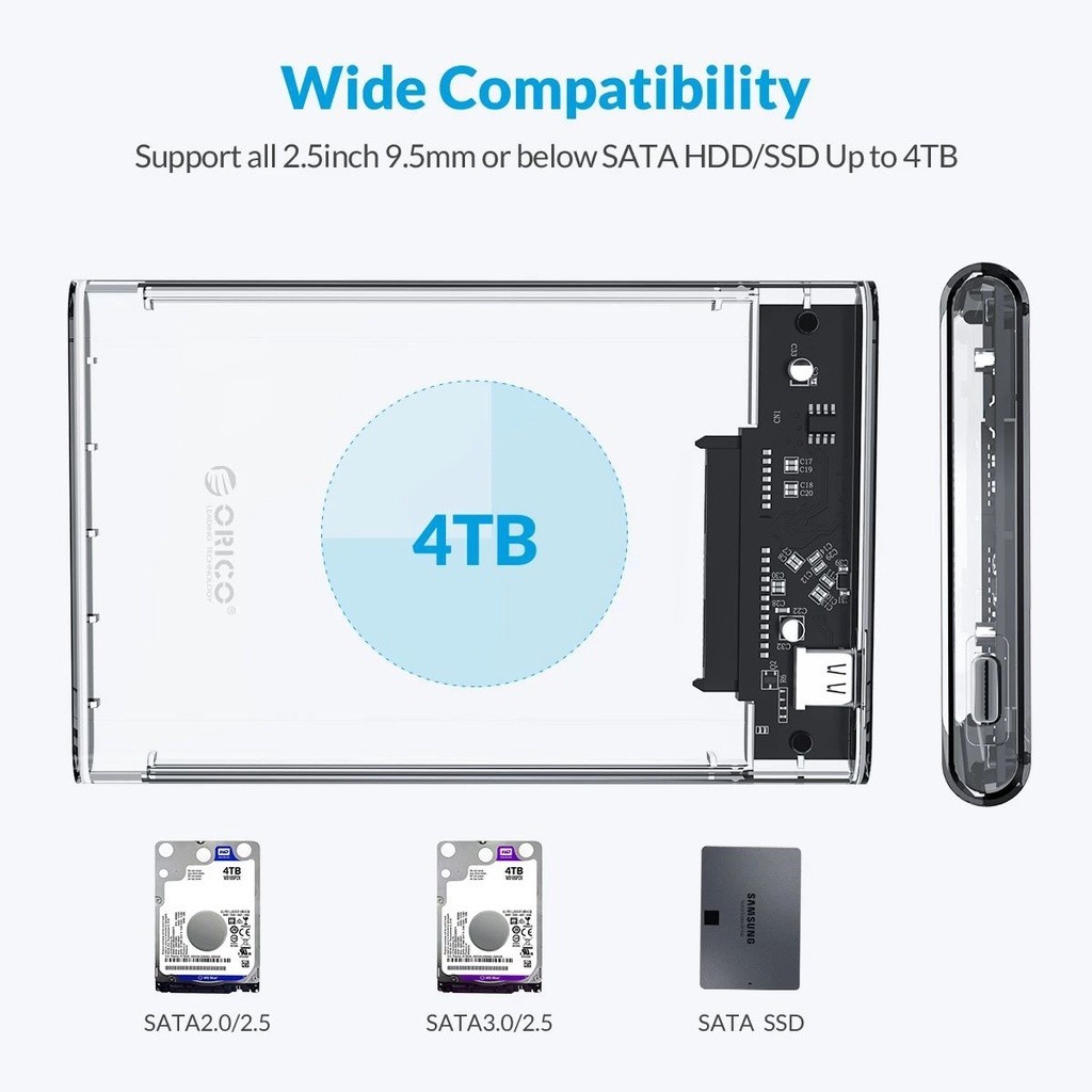 USB3.0 to SATA3.0 External Hard Drive Enclosure Hard Disk Storage Box with SATA to USB Connector Cable Support UASP f