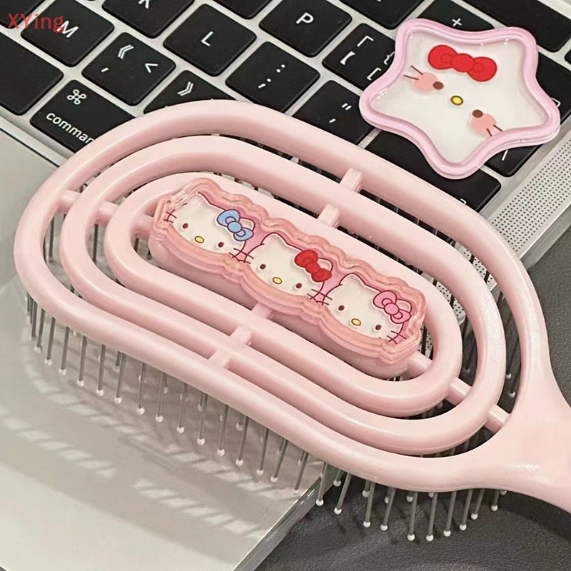 [Xy ] Kawaii Hello Kitty Kuromi Cinnamoroll หวีนวดกลวงหวียาวถุงลมนิรภัยหวีสําหรับสาวของขวัญวันเกิดขายร ้ อน