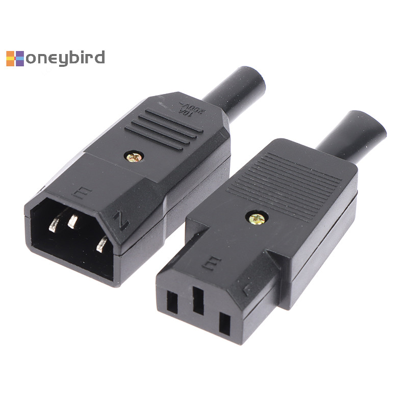 Honeybird AC 3Pin ซ็อกเก็ตตรงสายปลั๊กขั้วต่อ C13 C14 10A 250V ชายหญิงปลั๊ก Nice