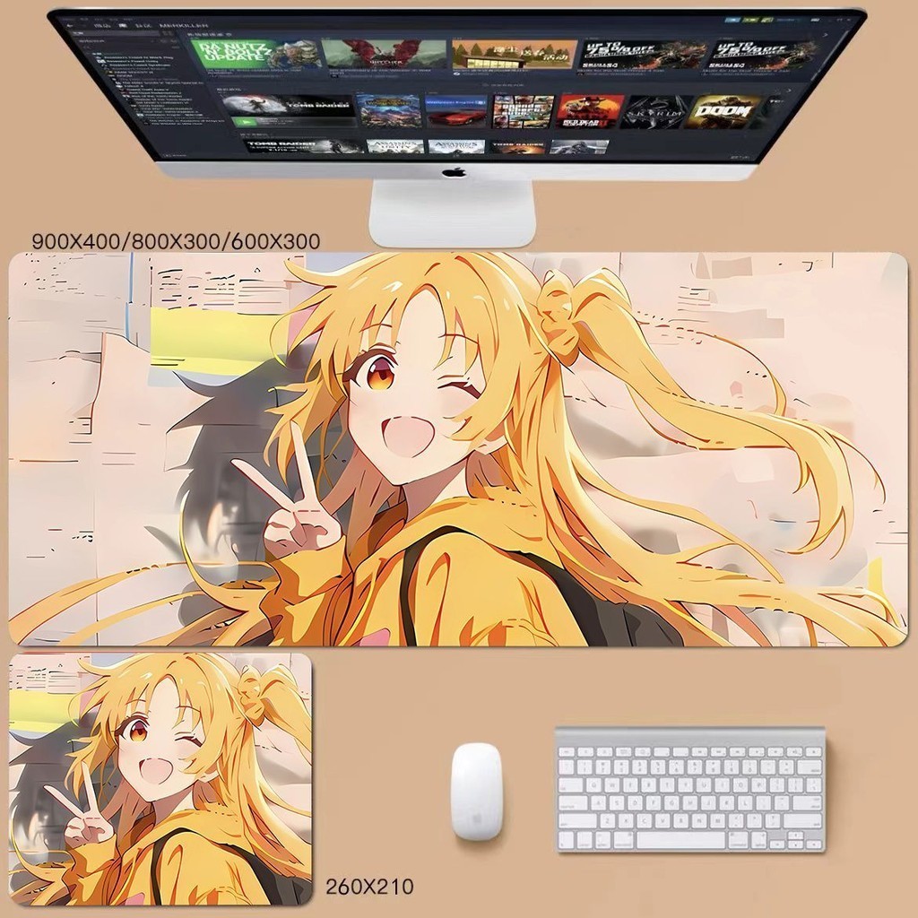 Bocchi the rock แผ่นรองเมาส์ขนาดใหญ่อะนิเมะสองมิติสําหรับเล่นเกมแป้นพิมพ์ Pad Desk Pad คอมพิวเตอร์ Pad