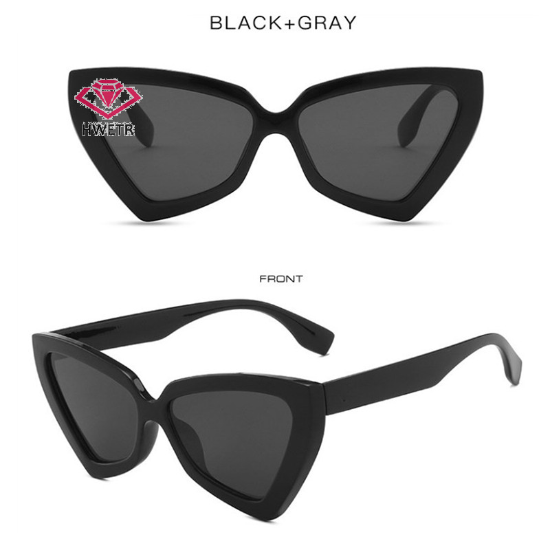 Hwetr Cat Eye แว่นตากันแดดผู้หญิงใหม่แฟชั่นสไตล์สามเหลี่ยม Shades Clear Candy สีแว่นตา Vintage แว่นตากันแดดสําหรับผู้หญิงแฟชั่นใหม่