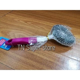 ZJ HOME ฝอยขัดหม้อมีด้ามจับ แปรงขัดกระทะ ฝอยขัดกระทะแบบมีด้ามจับ ไม่เปื้อนมือ ฝอยสแตนเลสมีด้าม