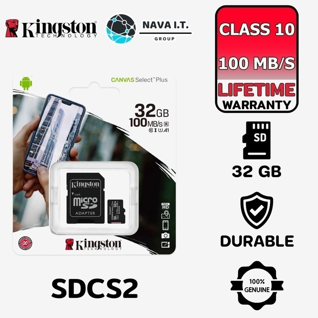 มีส่งด่วน KINGSTON SDCS2/32GB ไมโครเอสดีการ์ด CANVAS SELECT PLUS MICROSDHC CLASS 10