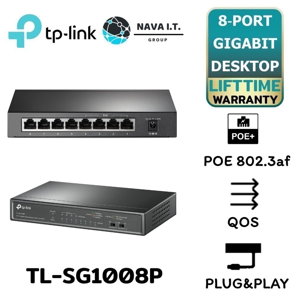 มีส่งด่วน TP-LINK TL-SG1008P SWITCH HUB (สวิตซ์ฮับ) 8 PORTS GIGABIT PORT 4 PORTS POE รับประกัน 2ปี