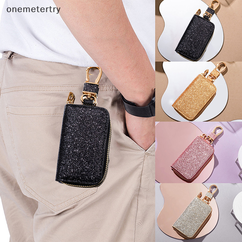 Onem เงา PU กระเป๋าซิป Key Holder Organizer กระเป๋ากุญแจรถพวงกุญแจกระเป๋าสตางค์แฟชั่น Simple Key Case กระเป๋ากุญแจรถป้องกัน n