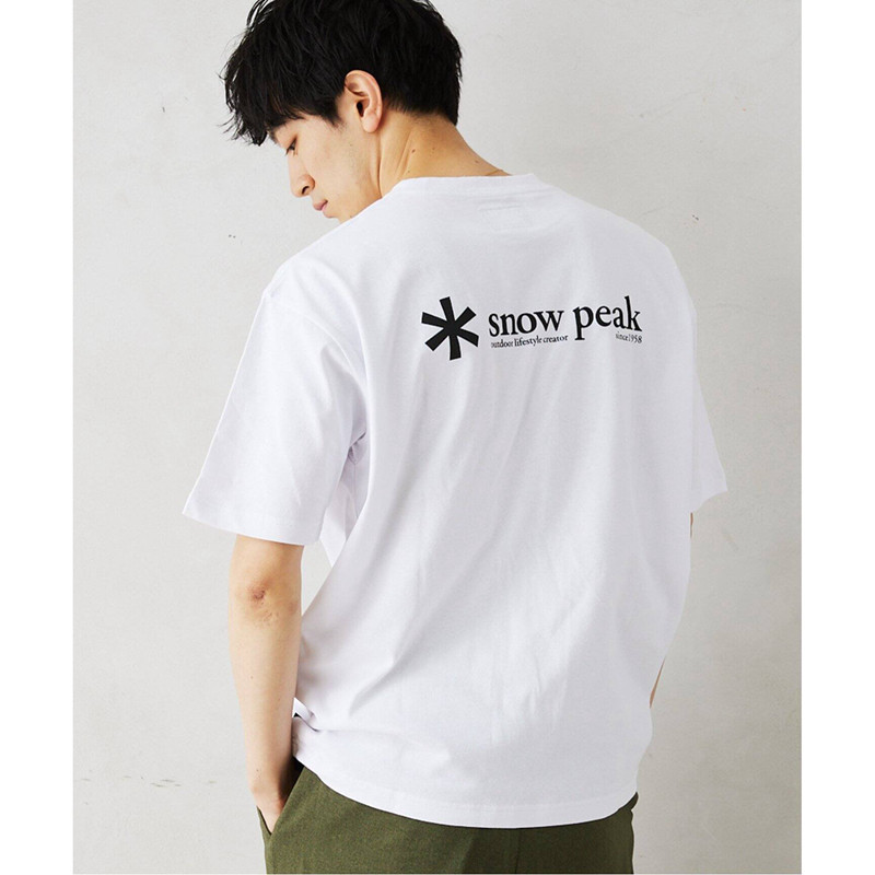 Snow PEAK 100% Cotton Loose Outdoor Classic Logo Letter พิมพ์เสื้อยืดแขนสั้น