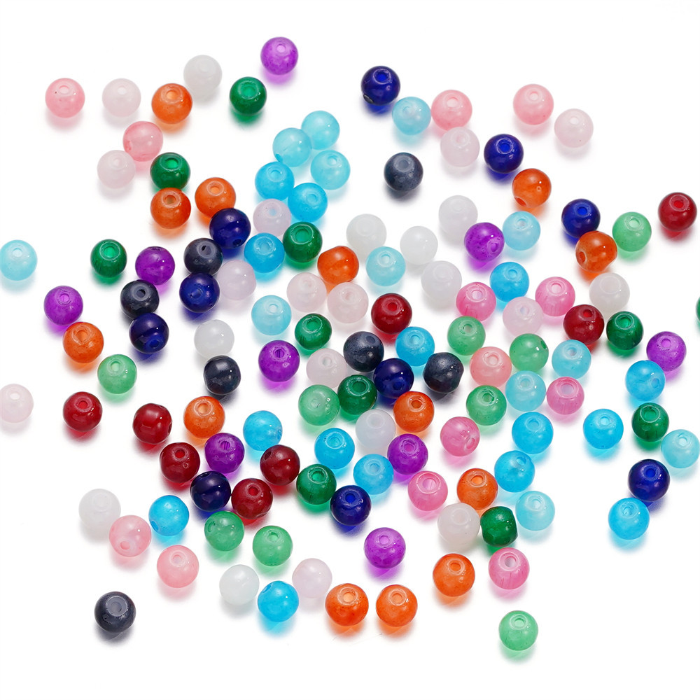 ลูกปัดแก้วเช็ก  4มม. 50-200ชิ้น ลายหยก งานDIYสร้อยข้อมือ-สร้อยคอ แฟชั่นแฮนด์เมด