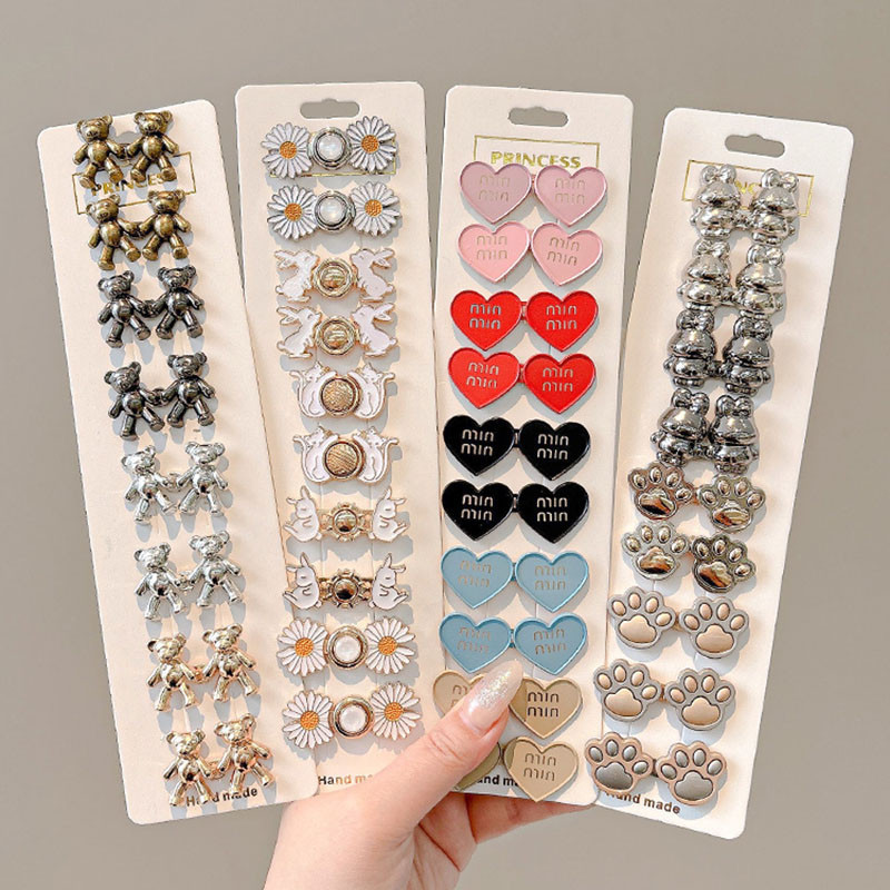 ชุด4คู่กางเกงเอวเข็มกลัดปรับขนาดกางเกงยีนส์เอวหัวเข็มขัดแฟชั่น หมุด สําหรับเสื้อผ้าเอวกระโปรงอุปกรณ์เสริม