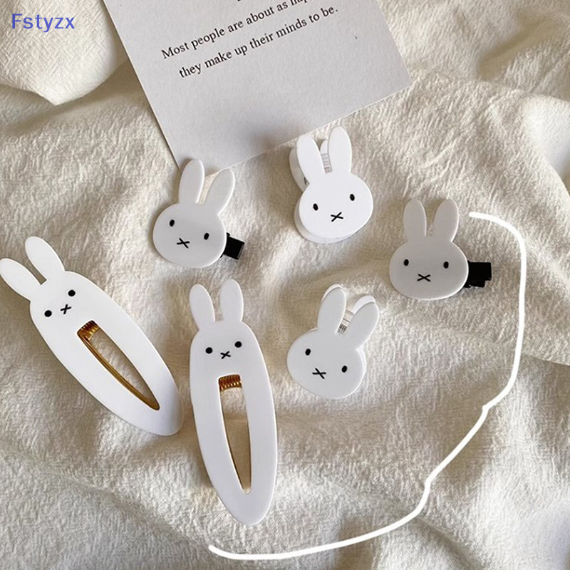 Fstyzx แฟชั่นน่ารัก Kawaii กระต่ายสีขาว Hairpin สาวหวานขอบ Bang กิ๊บติดผม Duckbill Clamp การ์ตูนอุปกรณ์เสริมผม FY