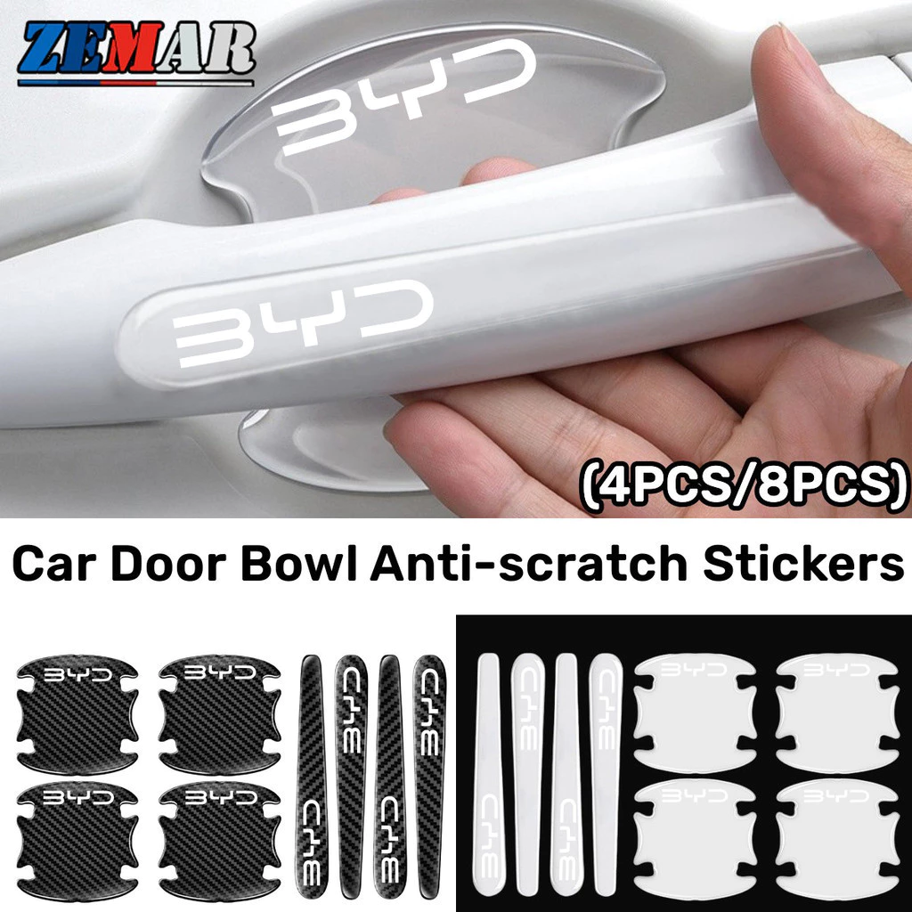 4/8 ชิ้น BYD โปร่งใส ติดมือจับประตูรถยนต์ สติกเกอร์ป้องกันชามประตู ป้องกันรอย กเกอร์ตกแต่งรถยนต์ for BYD Atto 3 Yuan plus Song Plus Dolphin Mini Seal U Han EV