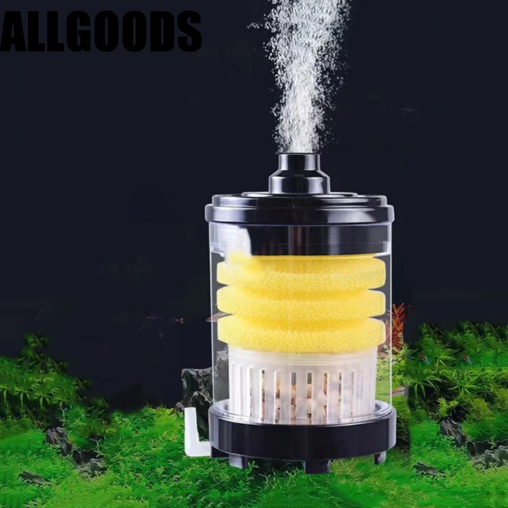 Allgoods ห้องน้ําอุจจาระขี้ปลา, ตัวกรองตู้ปลาแบบถอดได้ขนาดเล็ก, ห้องน้ําดูดตู้ปลาพร้อมหินฟองพลาสติกกรองน้ําตู้ปลา