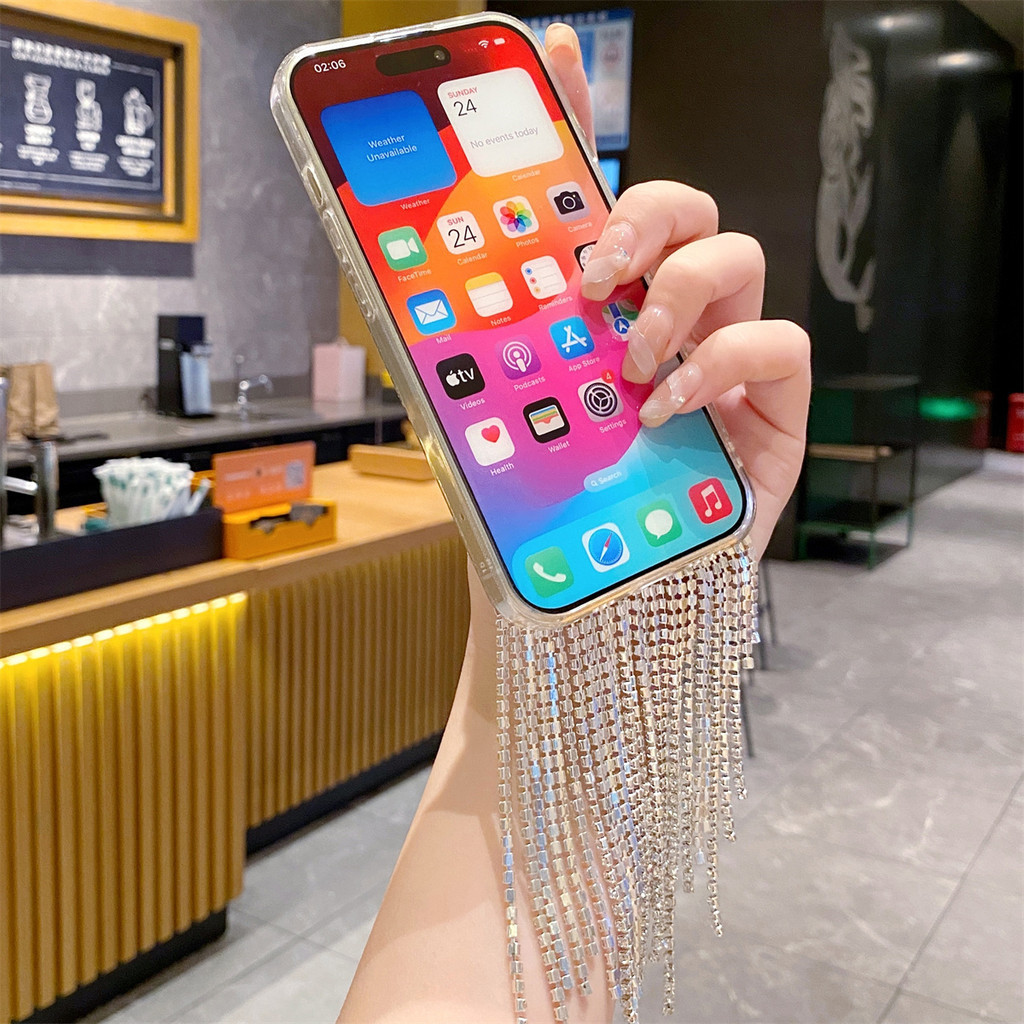 SAMSUNG สําหรับsamsung S24 S23 S22 S21 S20 S10 S9 S8 Plus Ultra FE Rhinestoneกรณี,FringeกระโปรงออกแบบLuxury Sparkly BlingเพชรเงาGlitterชุบคริสตัลเคสโทรศัพท์ผู้หญิงสาว