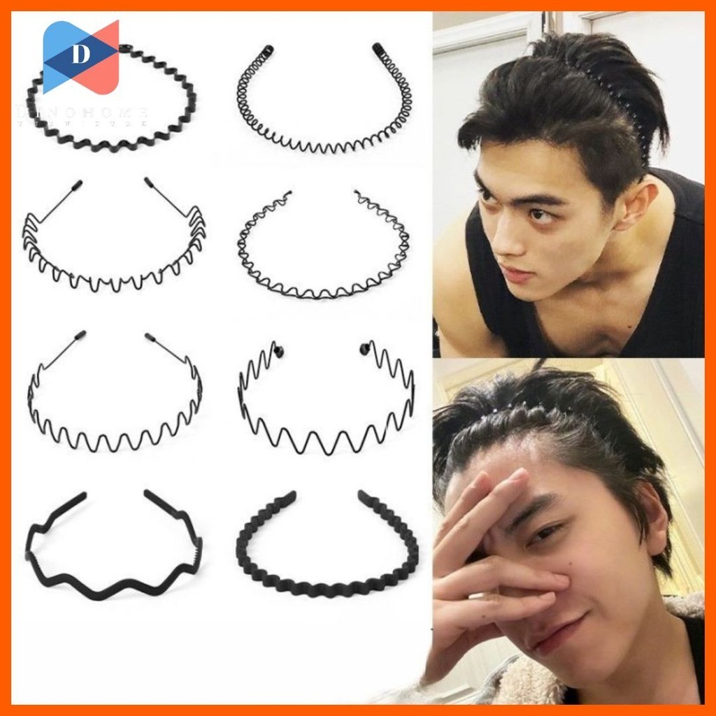 ขายปลีก/ส่ง ที่คาดผม กันลื่น โลหะ สีดํา เรียบง่าย สไตล์สปอร์ต สําหรับผู้ชาย และผู้หญิง #O-0030