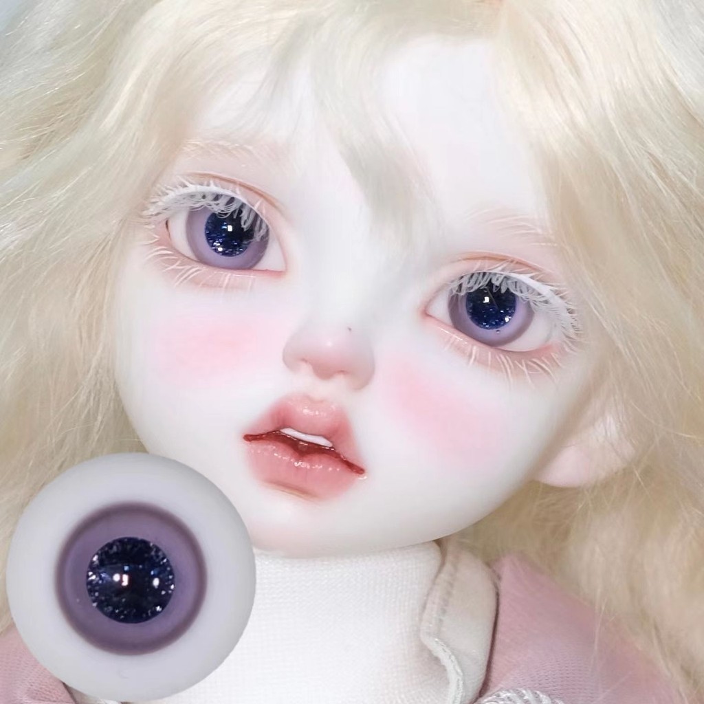 Bjd ลูกปัดแก้วสีเทาสีม่วงกระพริบตาหยดทุกวันลูกปัด 3 จุด 4 จุด 6 จุด 8 จุดตาเด็ก 12mm14mm16mm18mm
