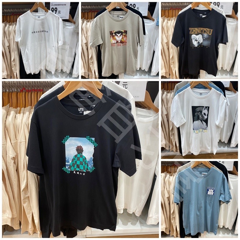 S-5XL เสื้อยืดผ้าฝ้ายพรีเมี่ยม NEW Stock Uniqlo Demon Slayer Blade Goodwill Nidou Tanjiro Crew Neck Print T-shirt 44088