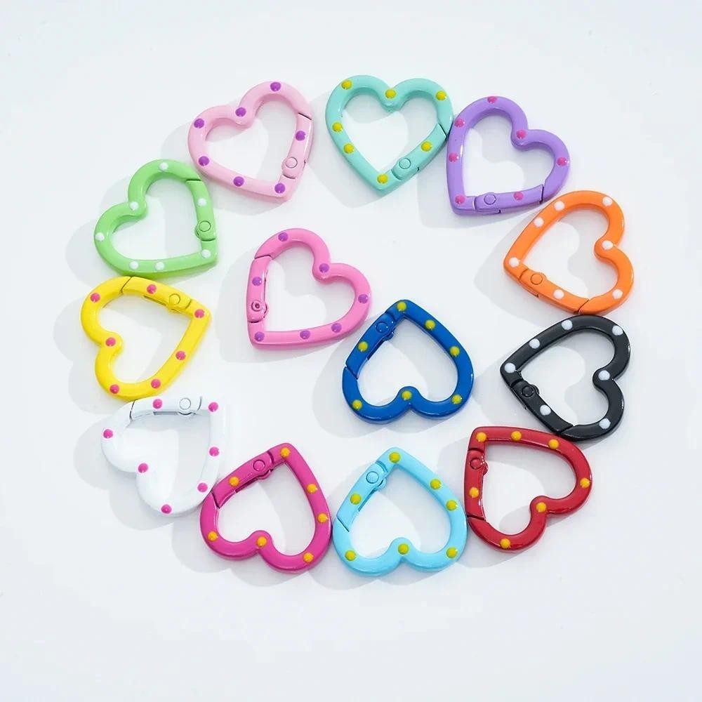 คลิปหัวเข็มขัดรูปหัวใจ พร้อม Snap Hook & Lobster Clasp ขนาด 5 ชิ้น สำหรับ DIY พวงกุญแจและอุปกรณ์เสริม