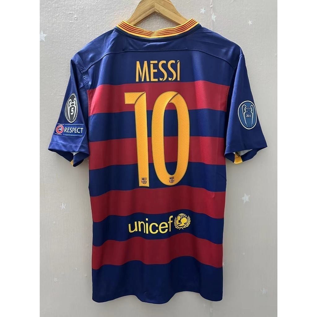 Ba Home Retro Soccer Jersey Shirt 2015 2016 เสื้อฟุตบอล NEYMAR JR Messi