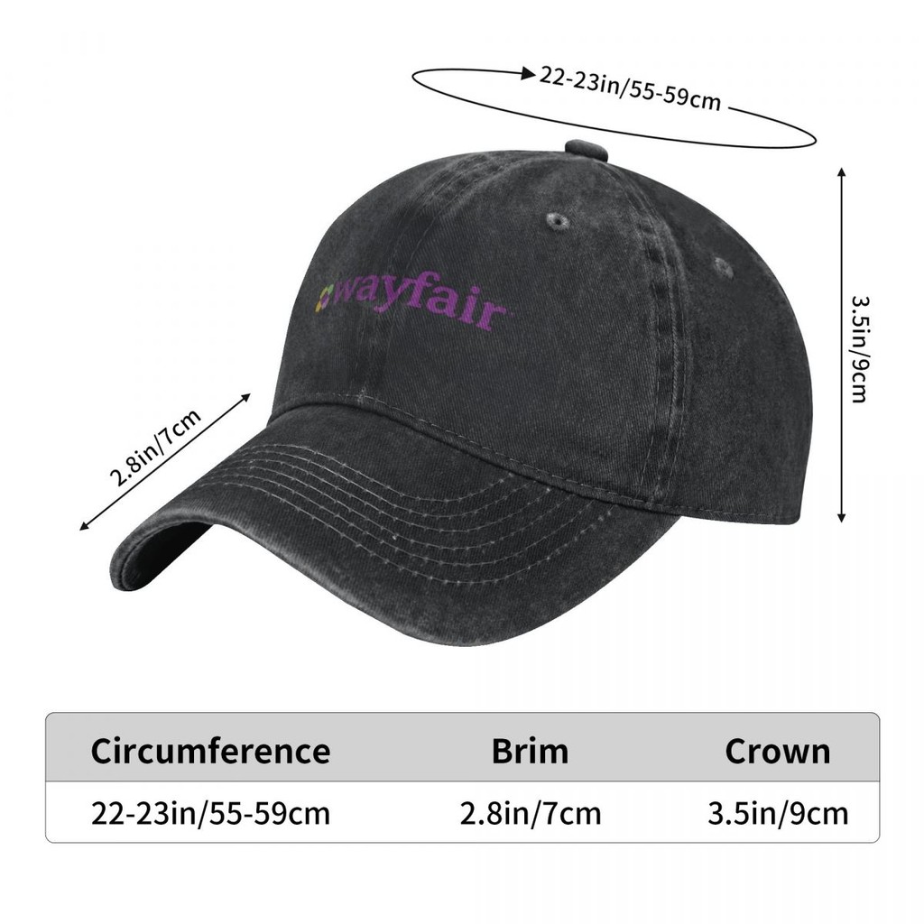 Wayfair โลโก้ผู้ใหญ่ล้างหมวกคาวบอยผ้าฝ้าย 100% โค้ง Brim Sun หมวก Casual All-Match Unisex เบสบอลหมวก