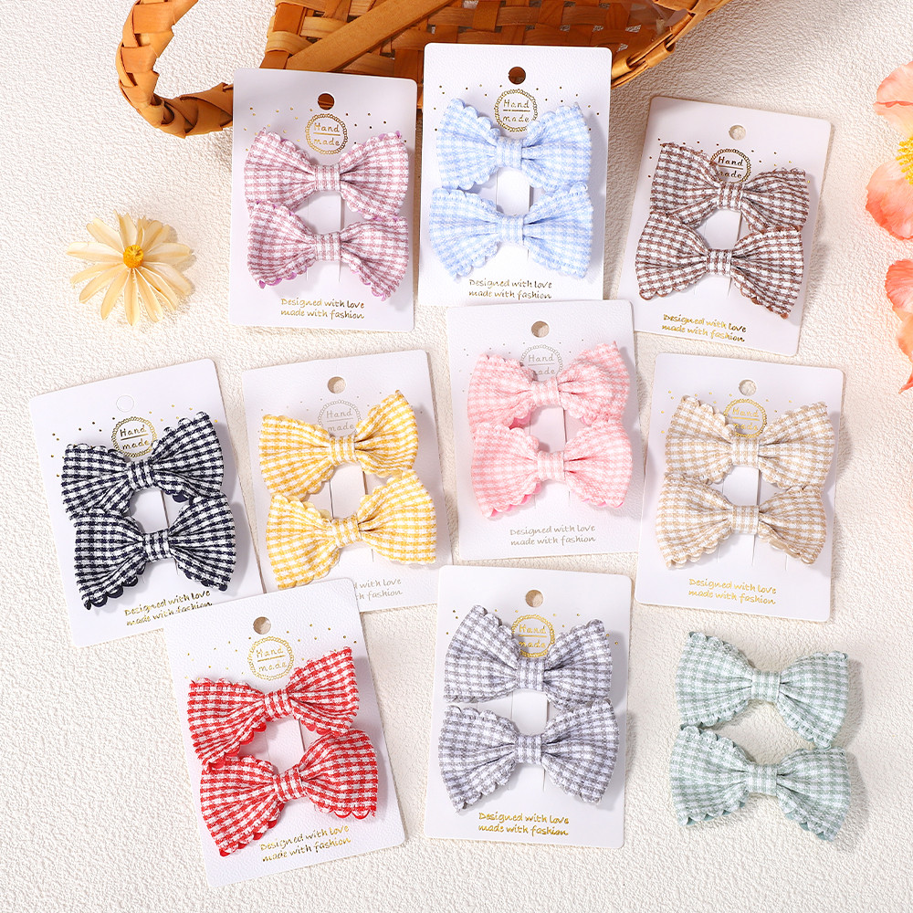 KIDSBOWS 2 ชิ้น/เซ็ตสีทึบไนลอนเด็ก Bows กิ๊บติดผมสําหรับเด็กทารก Handmade Hairpin อุปกรณ์เสริมผม