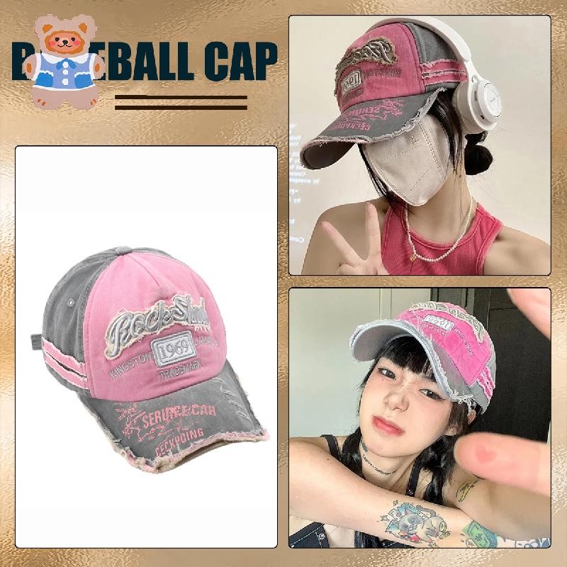[CRD]หมวกเบสบอลลําลอง ขอบกว้าง ขนาดเล็ก สีชมพู สไตล์อเมริกันเรโทร สําหรับผู้ชาย และผู้หญิง yk