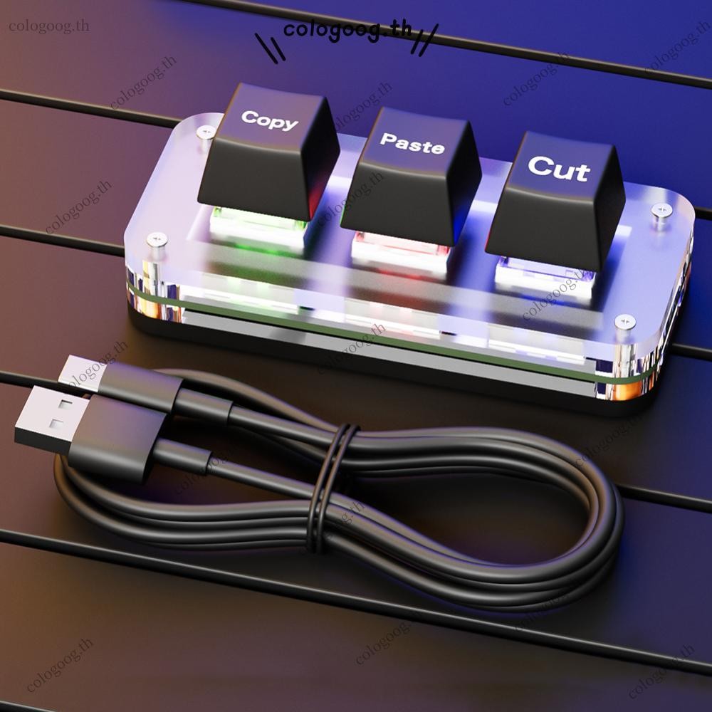 [colog.th] Rgb Mini Cut Copy Paste Keyboard 3-Key USB Type-C Gaming Mechanical Keyboard
