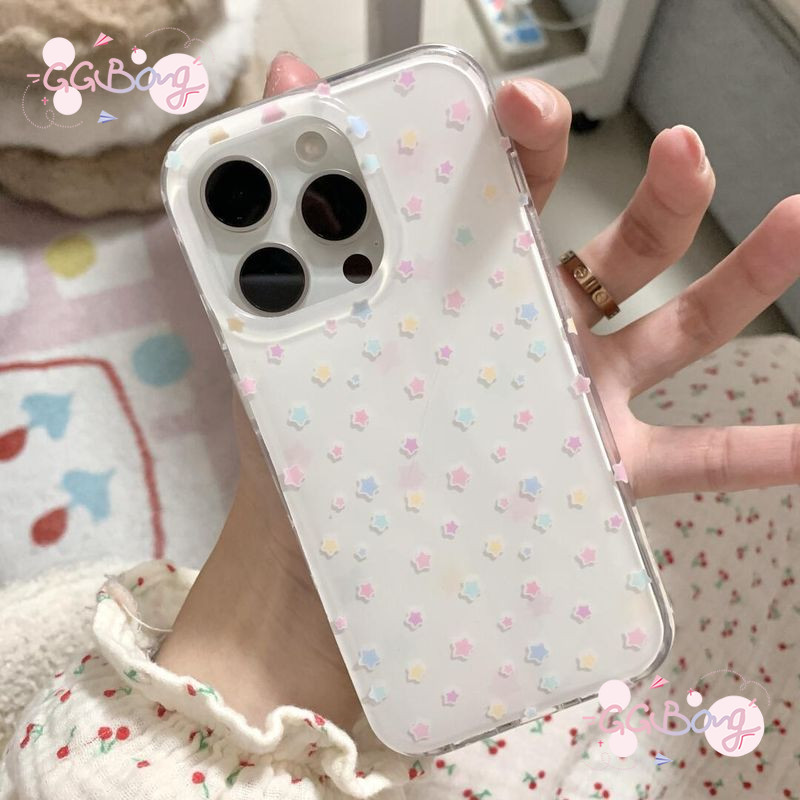 แฟชั่น ดาวสีโดพามีน ปกพลาสติกใส เคสไอโฟน 13 17 air 16 XR 15 11 7Plus 12 14 Pro Max 16 14 15 7 8 6s Plus XS Max X SE