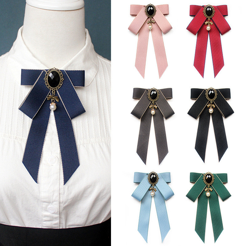 ผู้หญิงงานแต่งงานชุดปาร์ตี้ Rhinestone Alloy ธุรกิจคอเสื้อ Bow Tie Cravat สาวอังกฤษวิทยาลัยริบบิ้น Bowtie