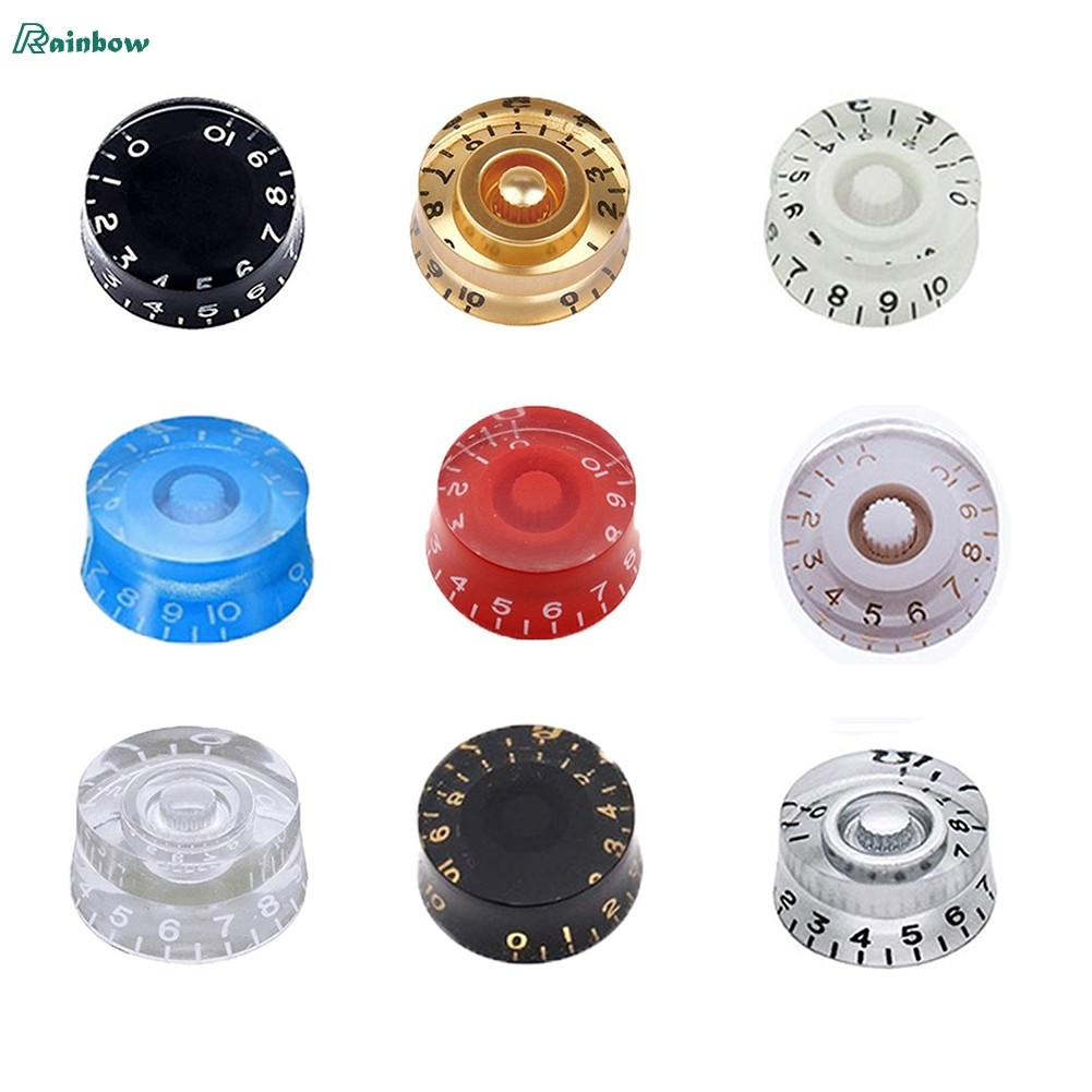 <RAINBBWW-TH ลดกระหน่ํา >4 ชิ้นหลายสี LP กีตาร์ไฟฟ้า Volume Tone Knob หมวกด้านบนปุ่มควบคุมความเร็ว