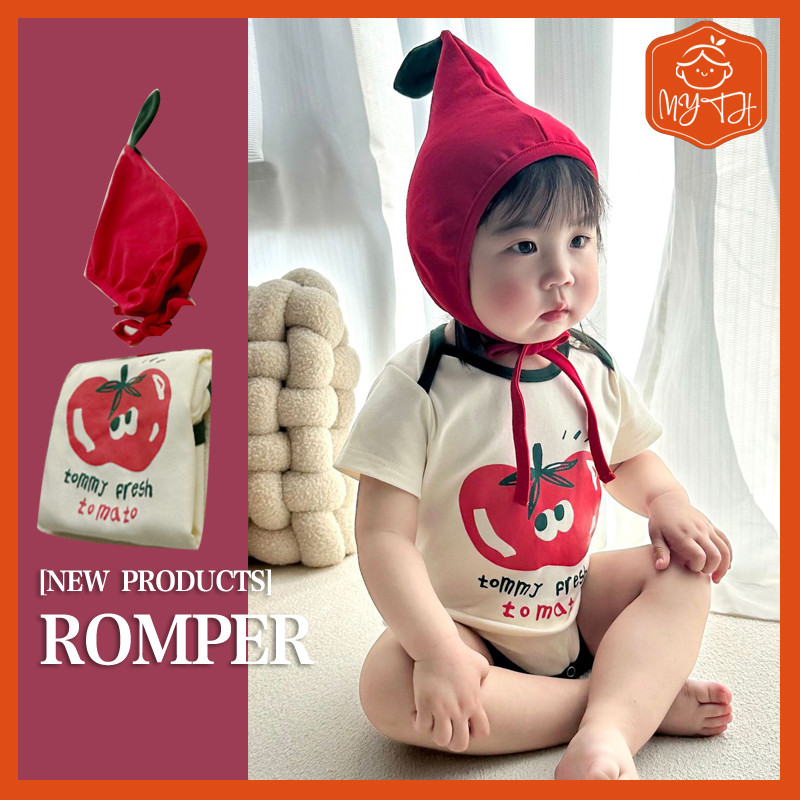 24 ฤดูร้อนเกาหลีรุ่นเด็กแขนสั้น Jumpsuit ins สไตล์ผลไม้พิมพ์สไตล์ Romper ชุดเด็ก Onesie