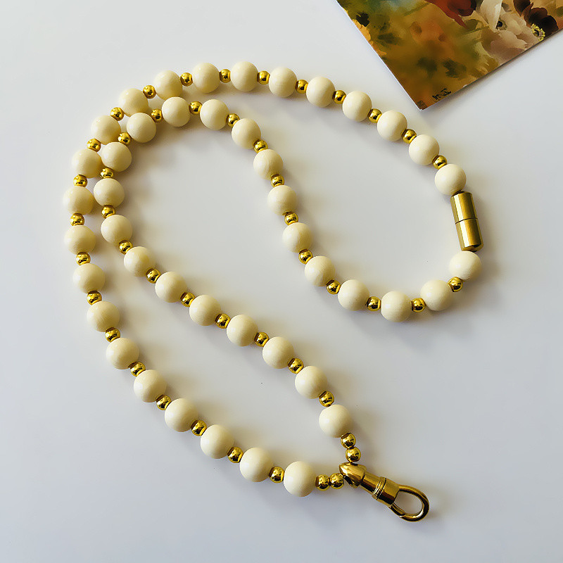 T Thailand Amulet Chain mm เลียนแบบงาช้างสีการเก็บรักษาไทเทเนียมเหล็ก Eagle Hook Buckle ฤดูใบไม้ผลิหัวเข็มขัด Clavicle Chain สร้อยคอไม้มะเกลือคู่ Cha #泰250312#