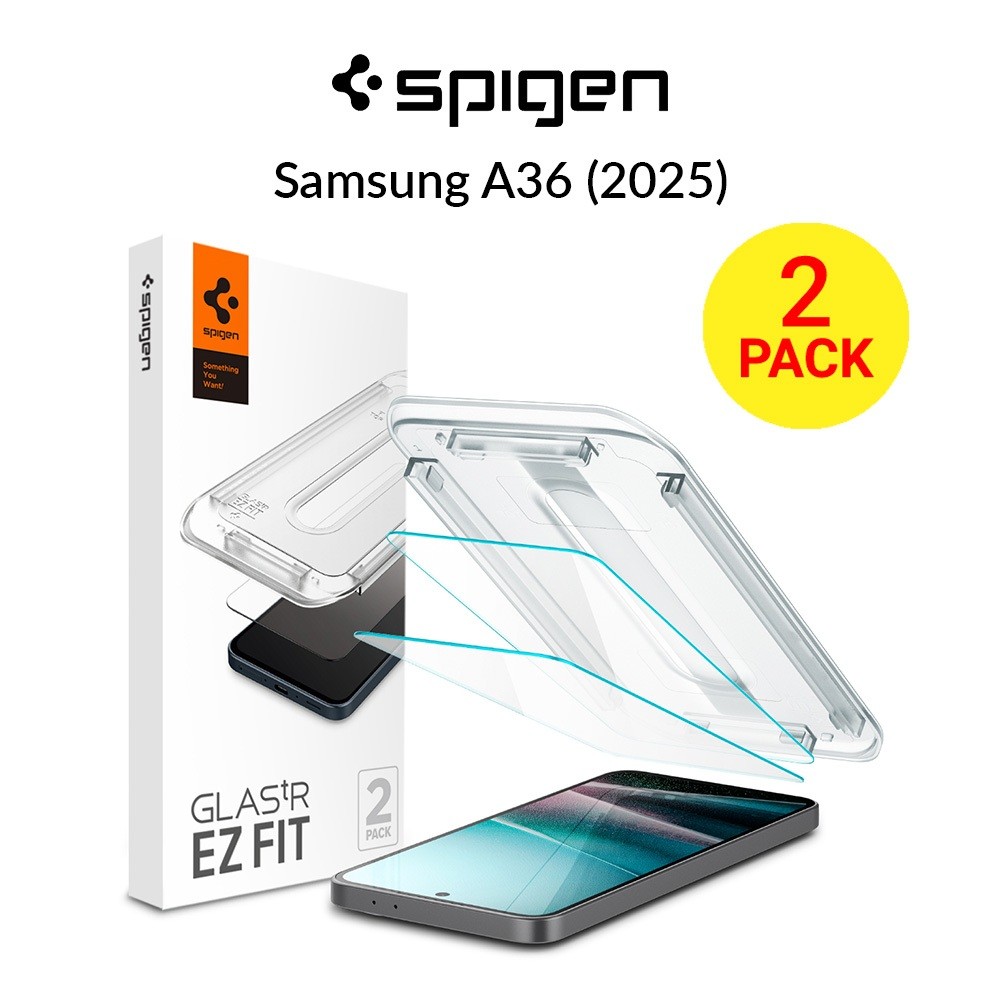 [2 แพ็ค] Spigen Samsung A36 5G ป้องกันหน้าจอ Glas.tR EZ Fit Samsung Galaxy A36 กระจกนิรภัย 9H ความแข