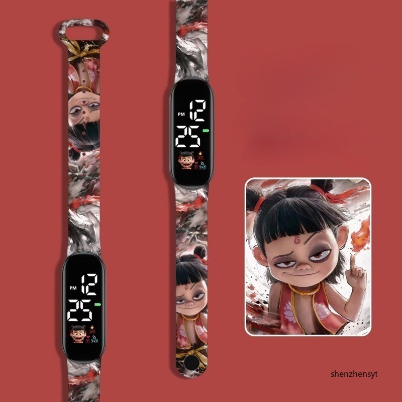 ใหม่ Nezha Naohai ขายร้อนอะนิเมะพิมพ์น่ารักนักเรียนชายและหญิงแฟชั่น LED กันน้ํา Touch สร้อยข้อมือนาฬิกา