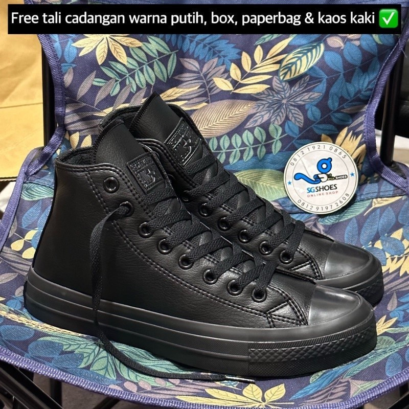 Converse All Star 70S Chuck Taylor ขนาดใหญ่-ผู้ชายผู้หญิงหนังรองเท้าลำลองรองเท้าสีดำสูง