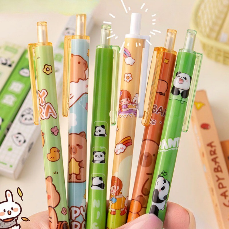 Panda/capybara Blind Box Creative Surprise ปากกาเจลสําหรับนักเรียน 0.5 มม.หมึกแห้งเร็วปากกาน่ารักนักเรียนเครื่องเขียน