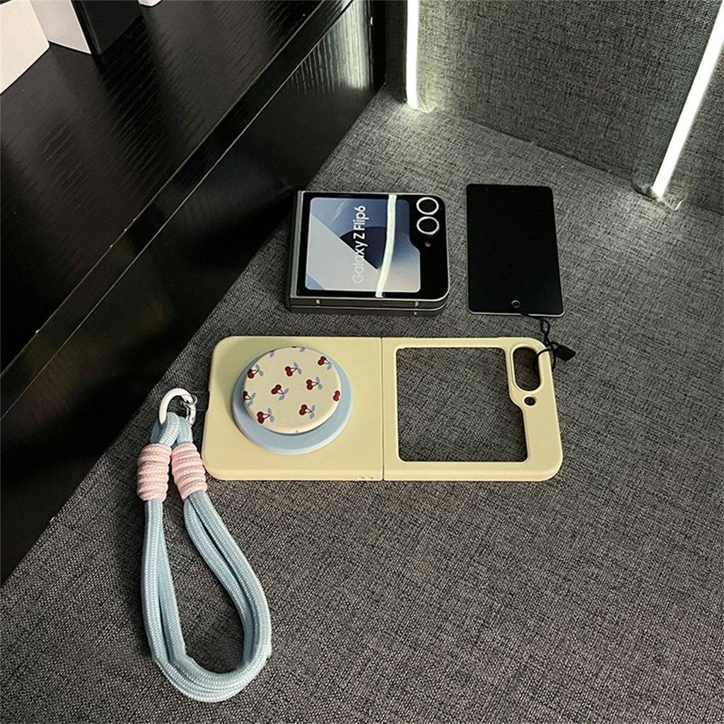 SAMSUNG น่ารักสีเหลืองสดเคสโทรศัพท์เชอร์รี่แม่เหล็กสําหรับSamsung Galaxy Z Flip 7 FE Z Flip6 Flip7 ZFlip 5 Zflip6 Zflip5 กันกระแทกปกหลัง ราคา ถูกที่สุด ดีลบีเคเค แกลเลอรีภาพที่ 5