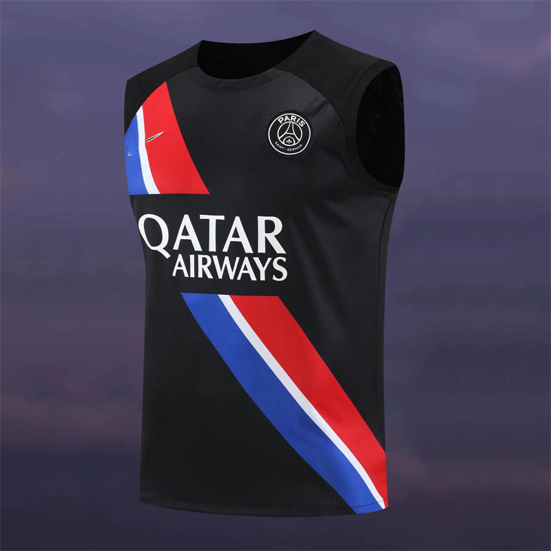Defoot 23-24 PFC Black Twill Stripe Sweatshirt Plus Size Mens Crew Neck Tank Top Jersey Casual Street Fitness Soccer Running Top