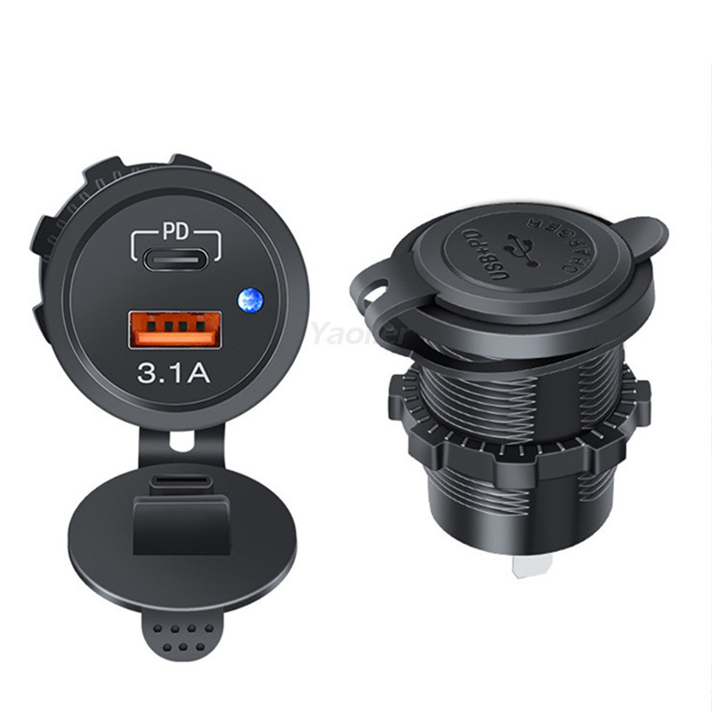 1 PC 2025 ใหม่ล่าสุดรถจักรยานยนต์ Car Charger ไฟ LED USB Type-C Charger Power Socket ไฟแช็กกันน้ําสําหรับรถบรรทุก ATV เรือ - รูปที่ 3