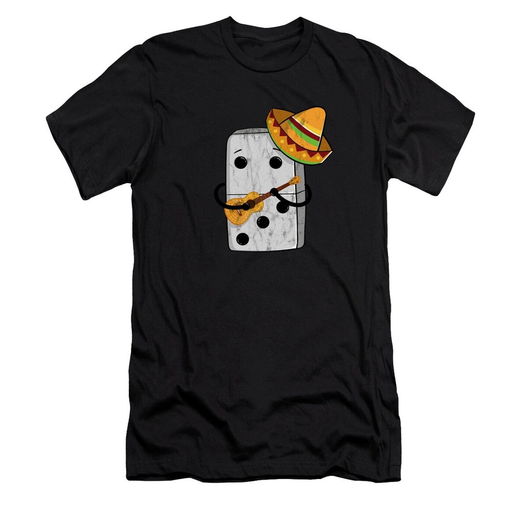 [ส่งไว]Mexican Train Dominoes Funny With Guitar And Sombrero Print T-Shirt แท้ ผ้า Cotton 100% S-5XL