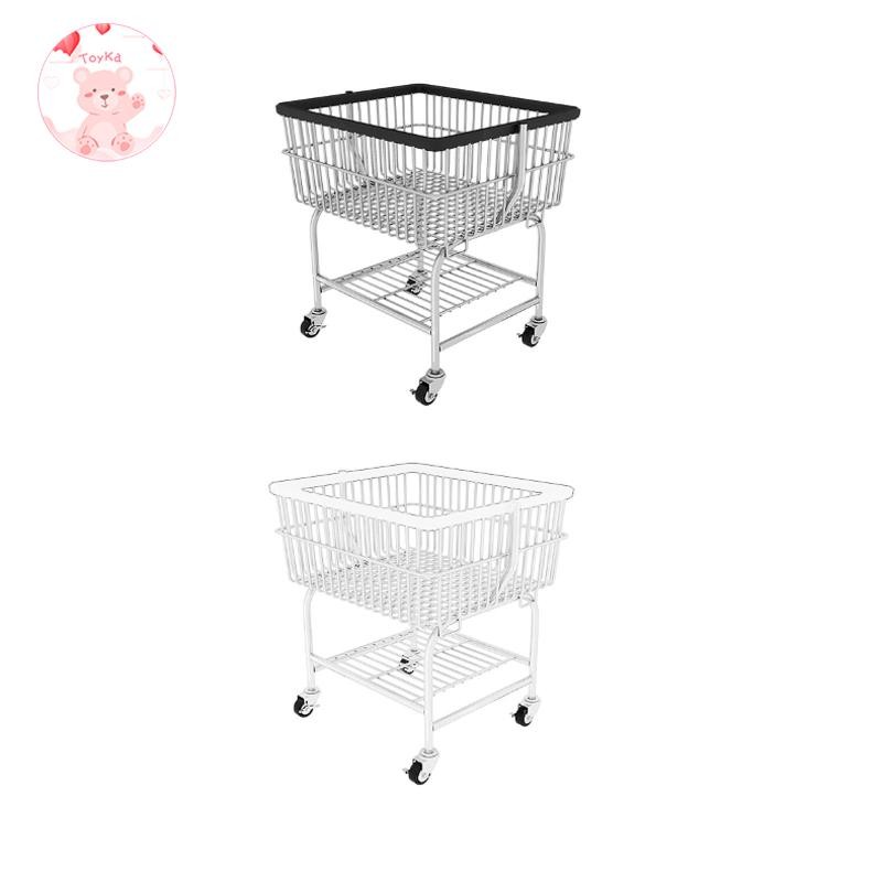 [Whbadguy] Rolling Laundry Cart Garment Dry Rack with Wheels Organizer Lightweight Storage