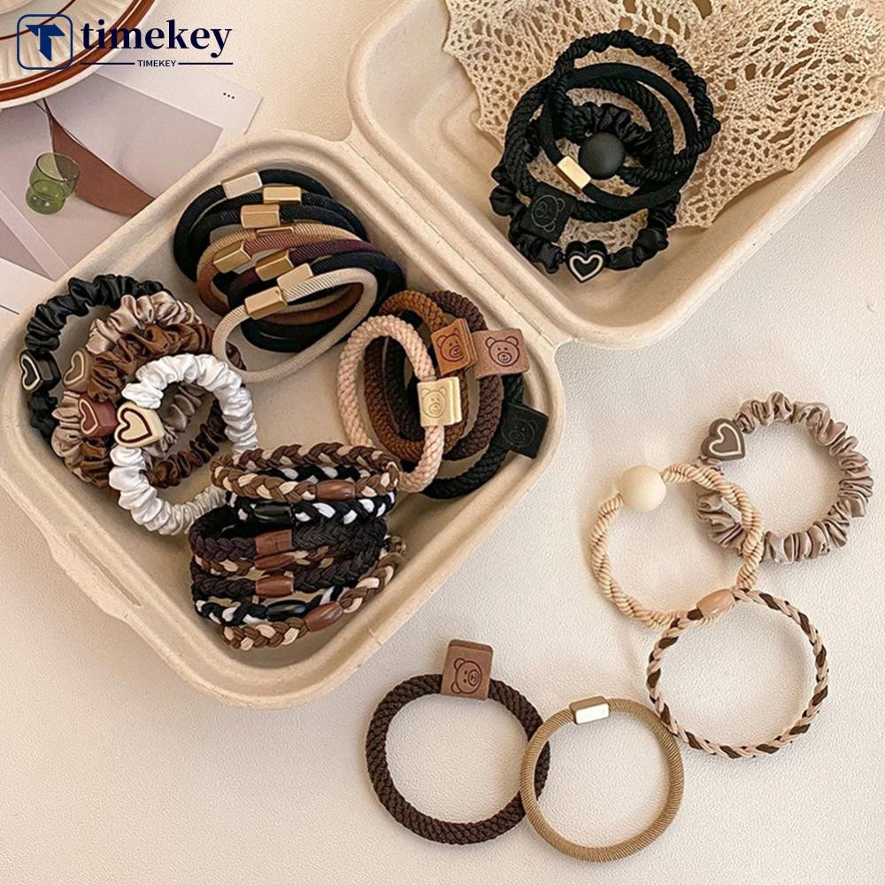 TME 5 ชิ้น/เซ็ต Simple Mixed Style Hair Tie ยืดหยุ่นสูงทนทานอเนกประสงค์ยางรัด Headwear เครื่องประดับผมสําหรับผู้หญิง