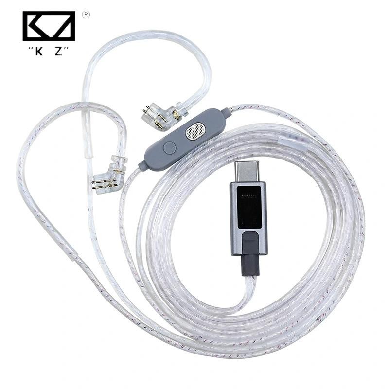 Kz M2 สายหูฟัง Dual Mic สายชุบเงินประเภท C/3.5MM อัพเกรดสายหูฟังเปลี่ยนสายชุดหูฟัง