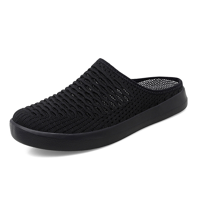 ฤดูร้อนตาข่ายครึ่งรองเท้าแตะผู้หญิง Heelless Baotou คนขี้เกียจ One-Pedal พื้นผิวรองเท้าลําลองรองเท้าผู้หญิงขนาดใหญ่