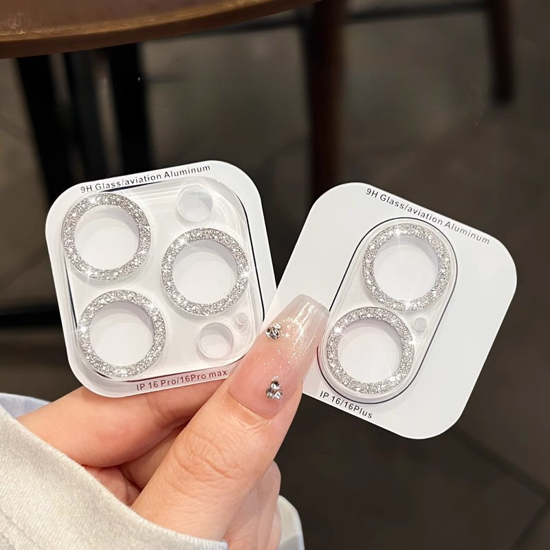 หรูหราแฟลชเลนส์กระจกนิรภัยสําหรับiphone 16 15 14 13 12 11 Pro Max Plus 12mini 13Miniแบบเต็มหน้าจอฟิล์มป้องกันตกกล้อง