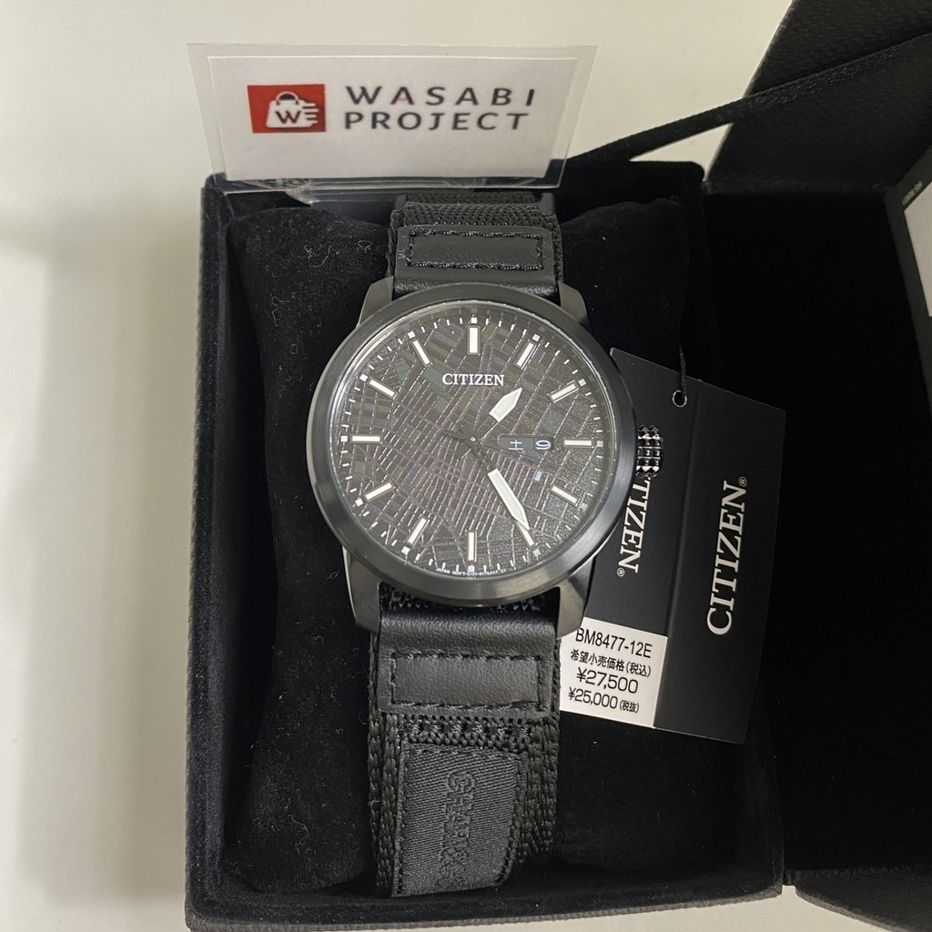[Authentic★Direct from Japan] CITIZEN BM8477-12E Unused RECORD LABEL Eco Drive Crystal glass Black Men Wrist watch นาฬิกาข้อมือ