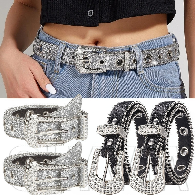 เข็มขัดหนัง PU - เครื่องประดับเสื้อผ้า - หัวเข็มขัดปรับได้ - แฟชั่น, Y2K, บุคลิกภาพ - สายรัดเอว - สายรัดเอว สําหรับสาวร้อน
