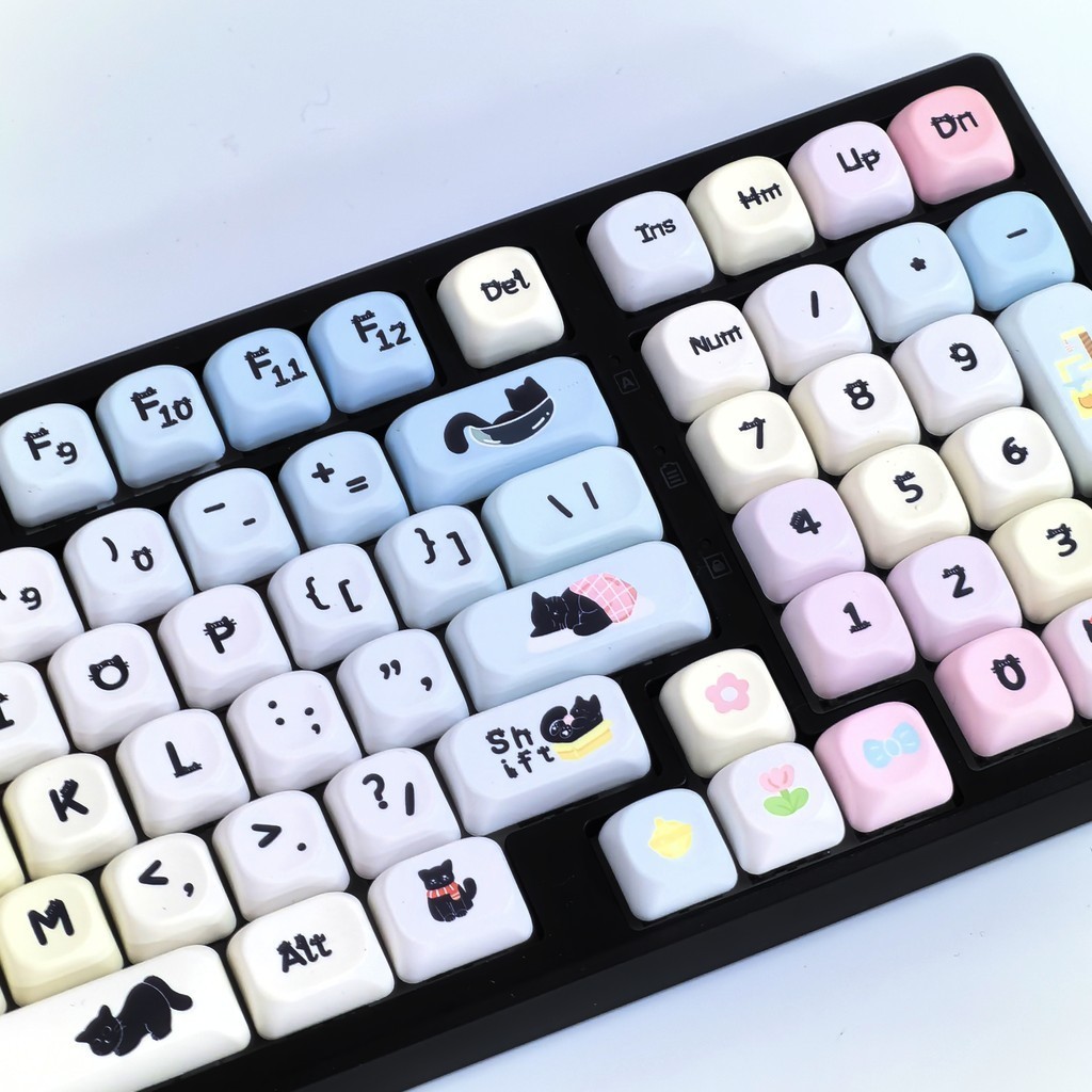 136 คีย์ Black Cat Keycap MOA/CHERRY Profile Five-side Sublimation Mechanical Keyboard Keycaps DIY น่ารัก Original Creative Macarons Gradient การ์ตูน Keycap<p>“><center><h4></h4><p><p><font color=