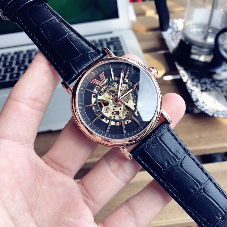 Timex นาฬิกาข้อมืออัตโนมัติ สีดํา สไตล์อาร์มานี่ สําหรับผู้ชาย นักเรียน